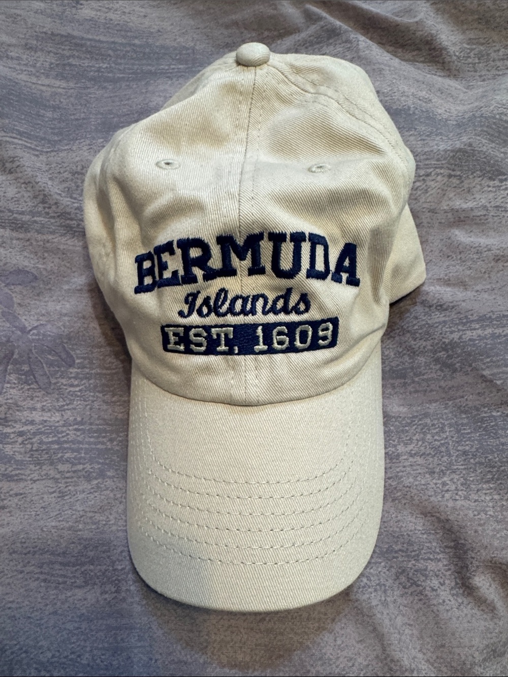 Bermuda Islands Embroidered Baseball Cap - Cream with Navy. Like new.